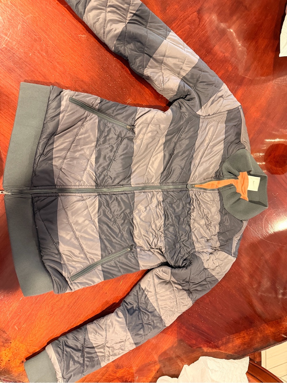 Nike Gray and Light Gray Quilted Bomber Jacket
